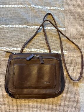 Fossil Dark Brown Leather Crossbody Bag